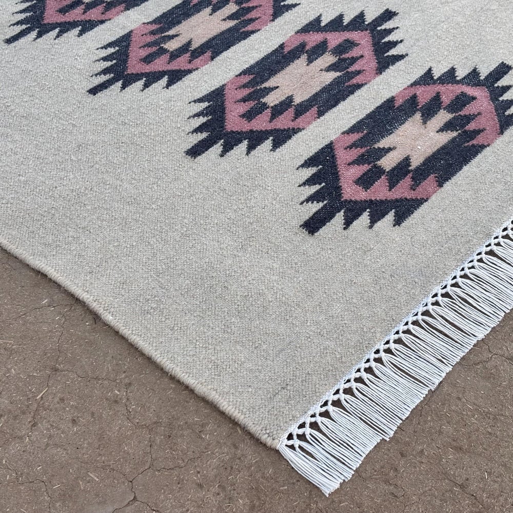 Handmade Wool Multicolor Vintage Dhurrie For Living Room